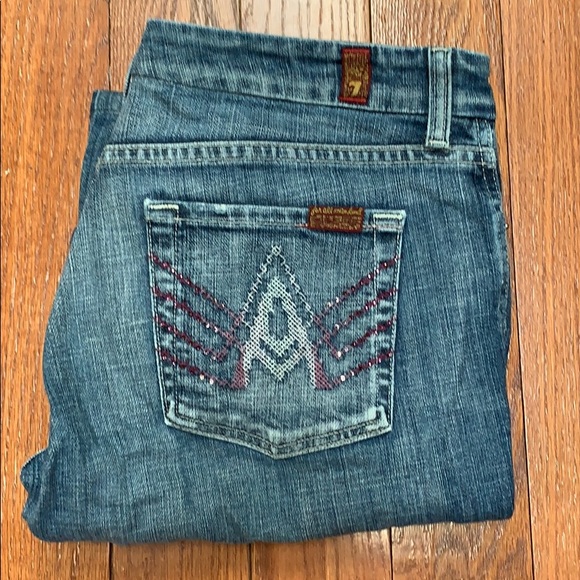 7 For All Mankind rhinestone A pocket jeans - Picture 1 of 7